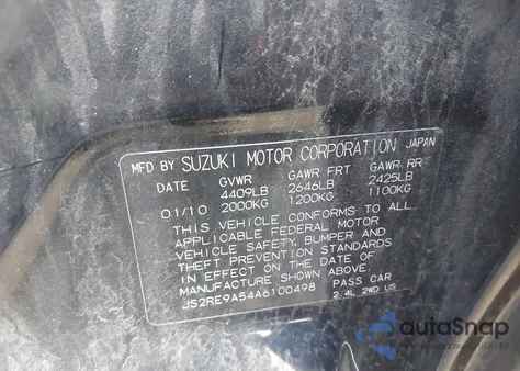 2010 Suzuki Kizashi Gts from USA, damaged, VIN JS2RE9A54A6100498